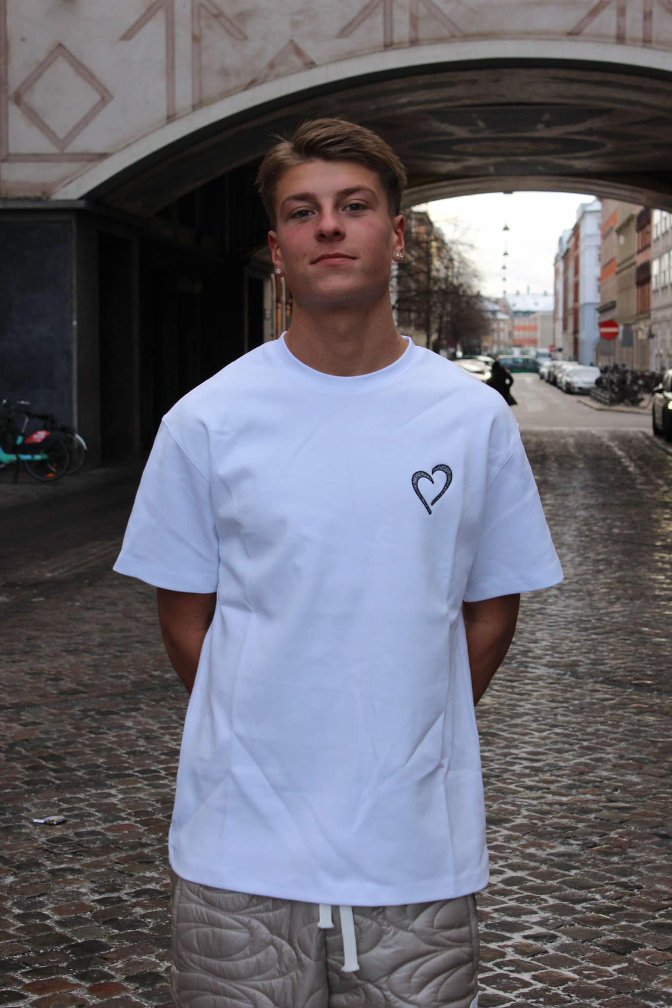 Heavyweight T-Shirt with Black Logo - White