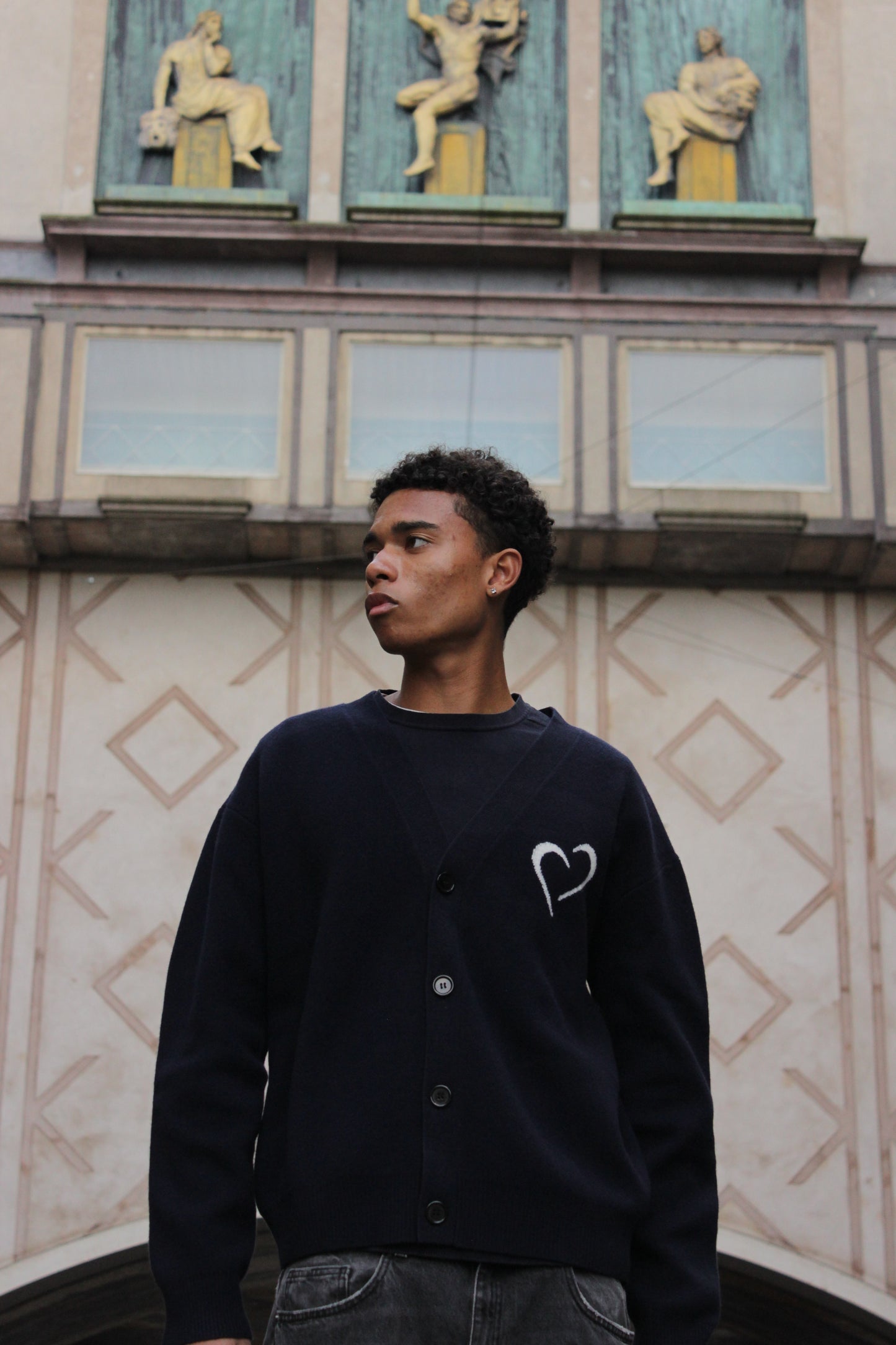 Merino Wool Cardigan - Dark Blue