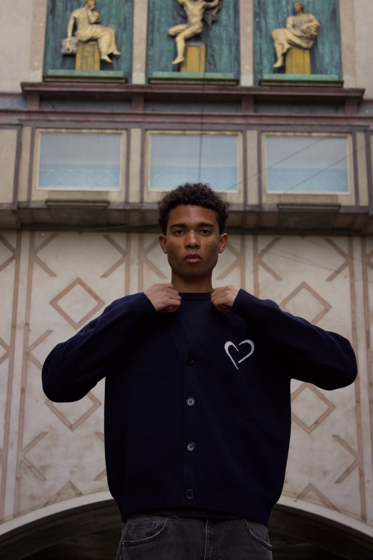 Merino Wool Cardigan - Dark Blue