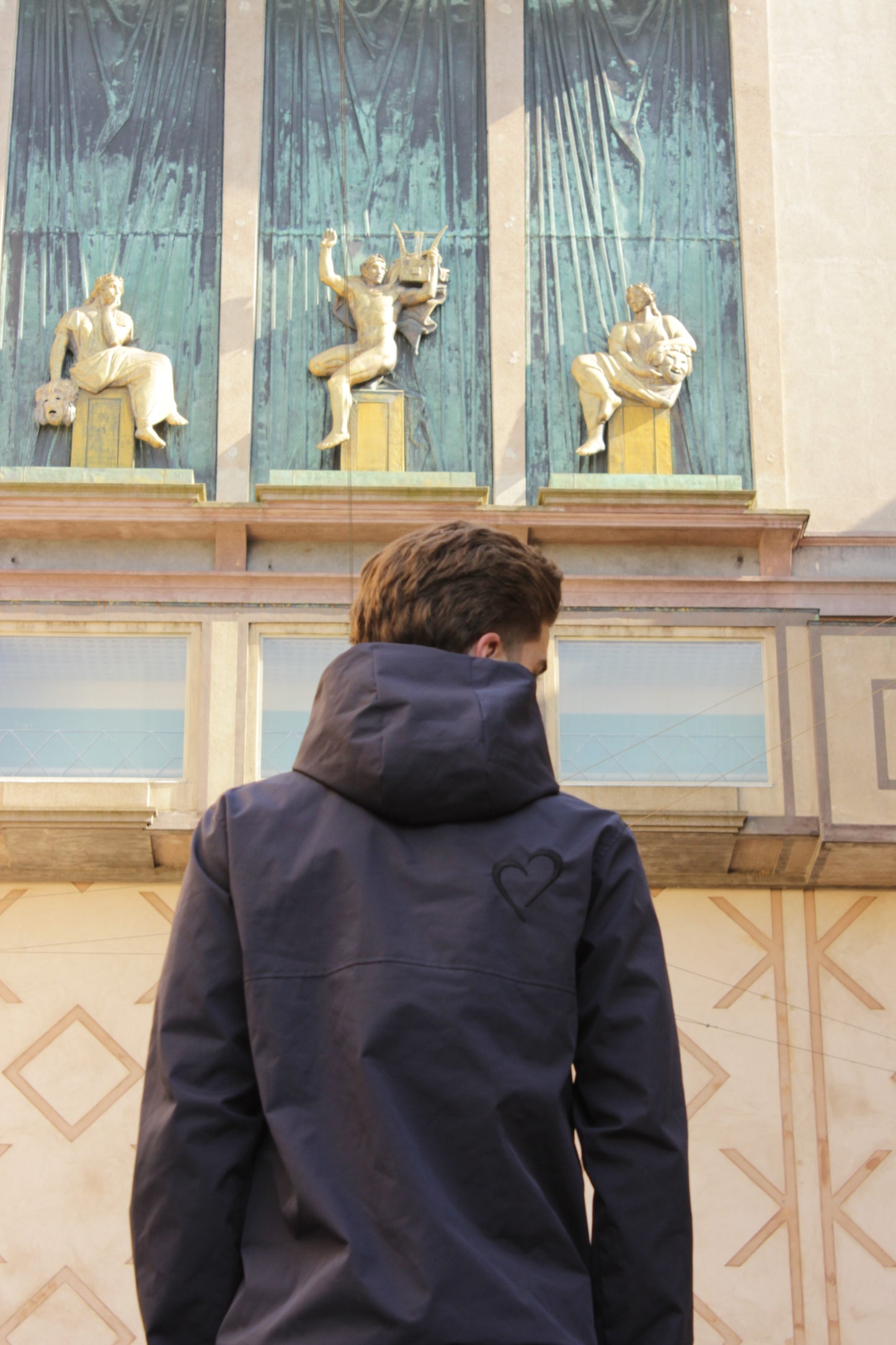 Windjacket med Hjerte Sort