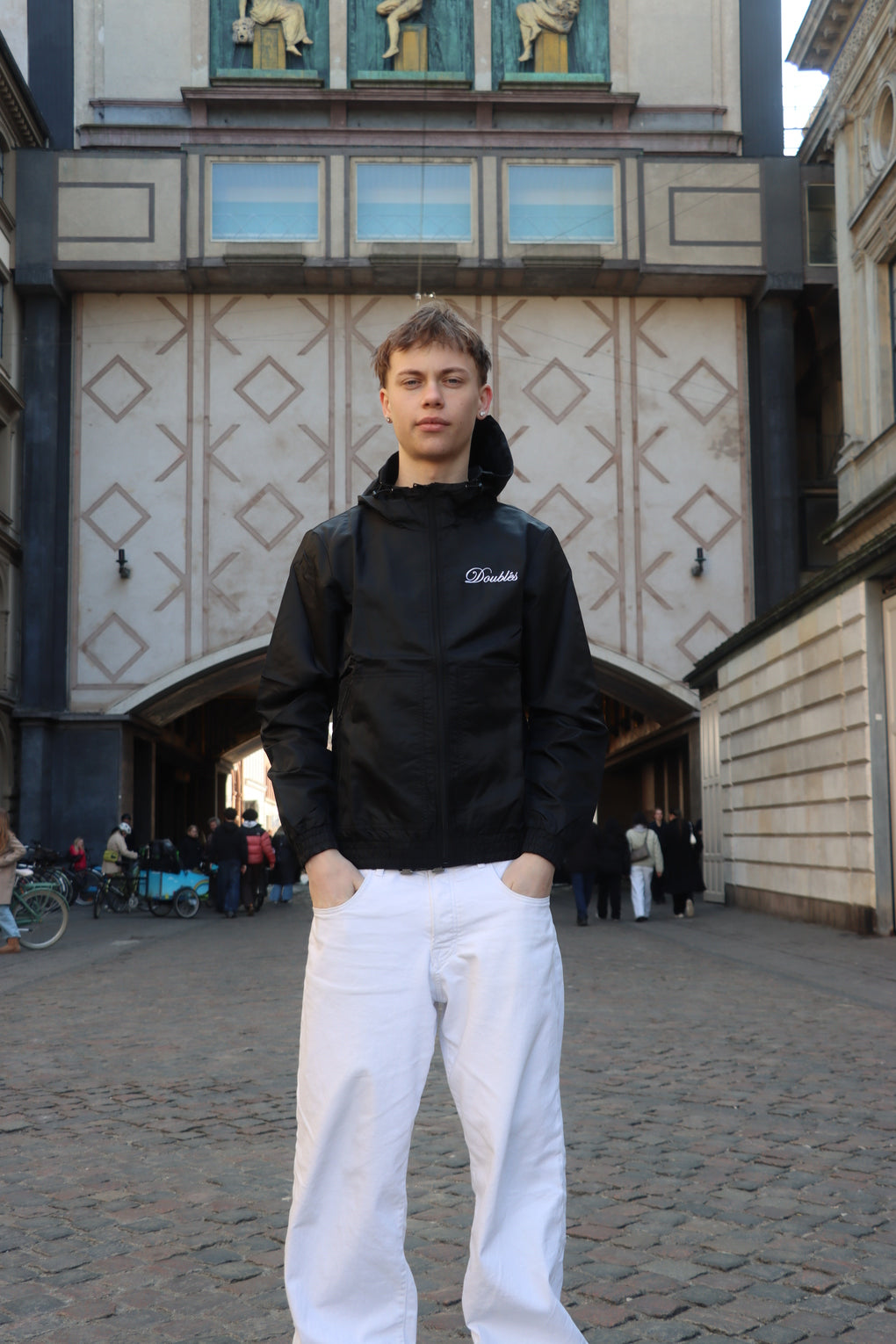 Nylon Windbreaker with Logo - Black