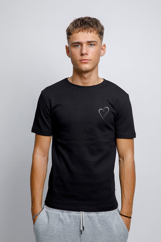 Regular T Shirt with Heart - Black