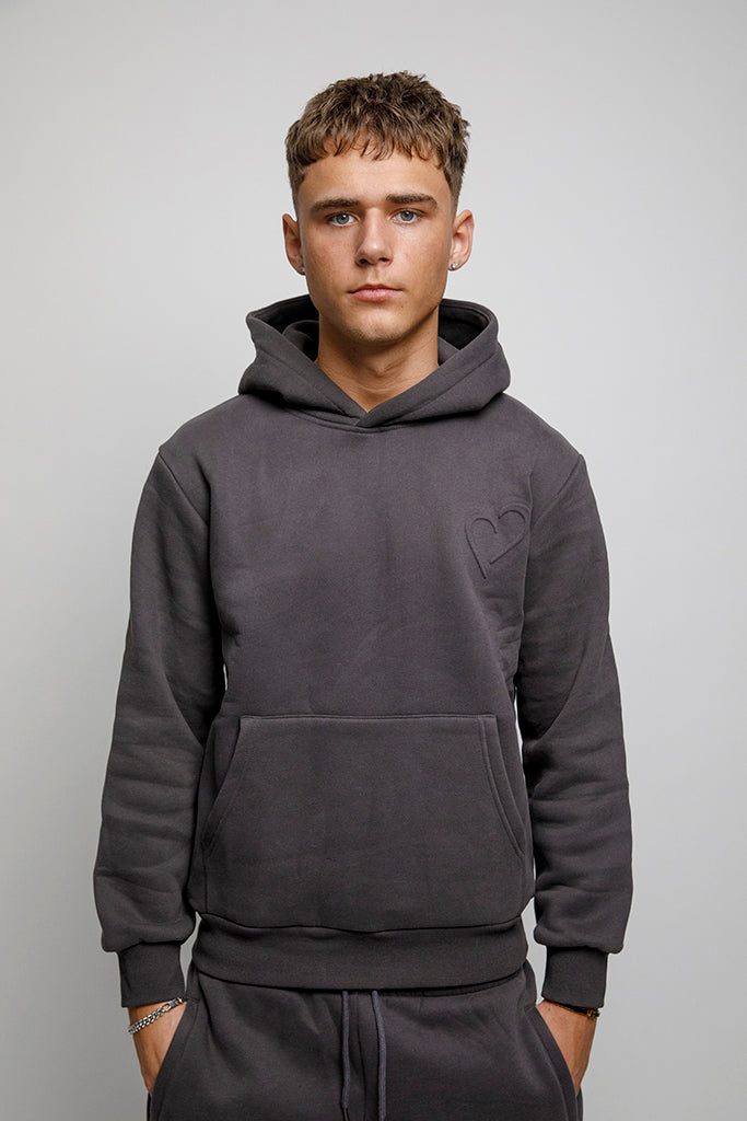 Embossed Hoodie Grå