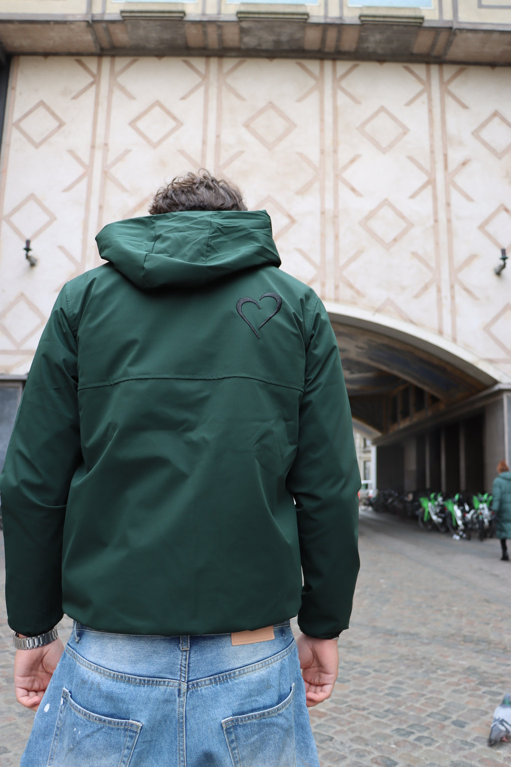 Windjacket med Hjerte - Grøn