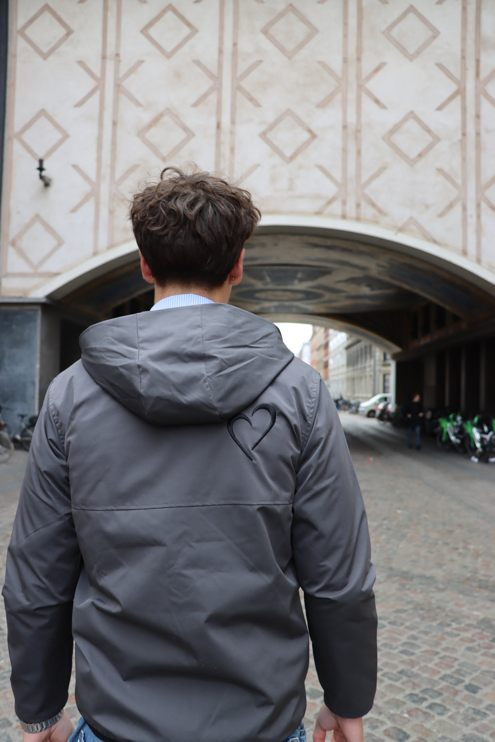 Windjacket med Hjerte - Grå
