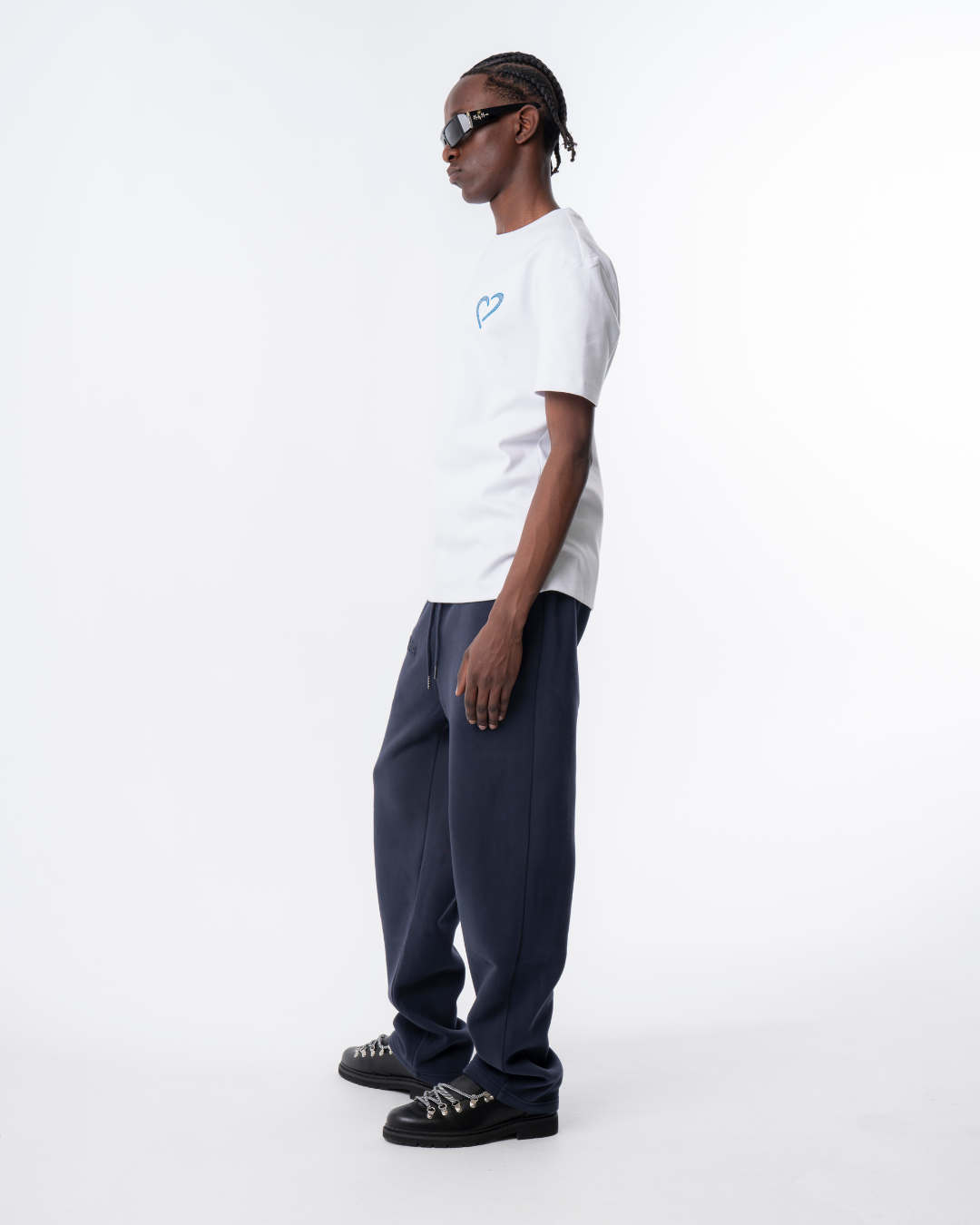 Normal fit T Shirt med Hjerte - Hvid