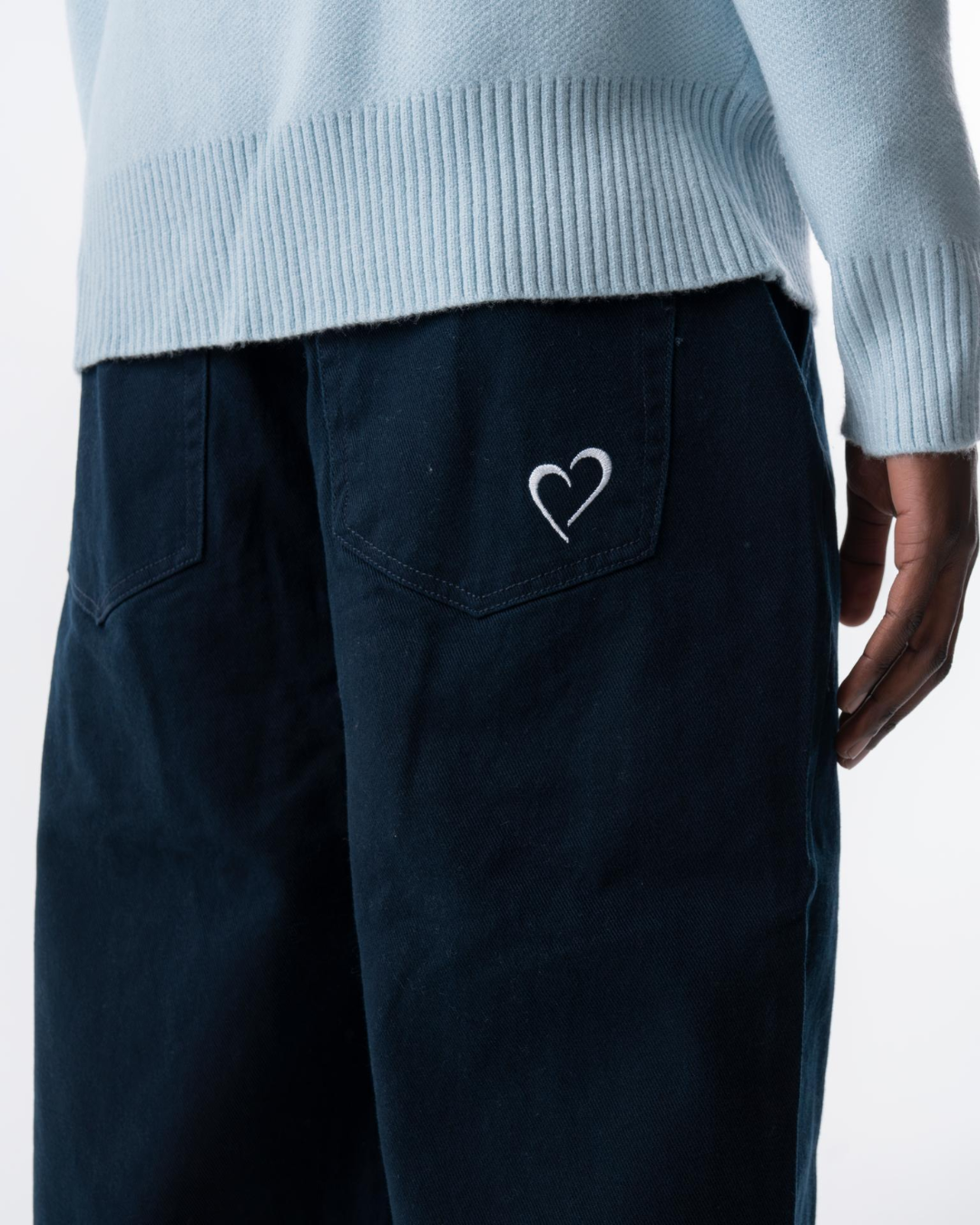 Dark Blue Loro Jeans White Heart Logo