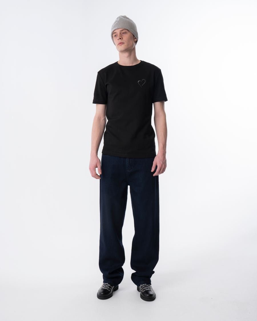 Regular T Shirt with Heart - Black