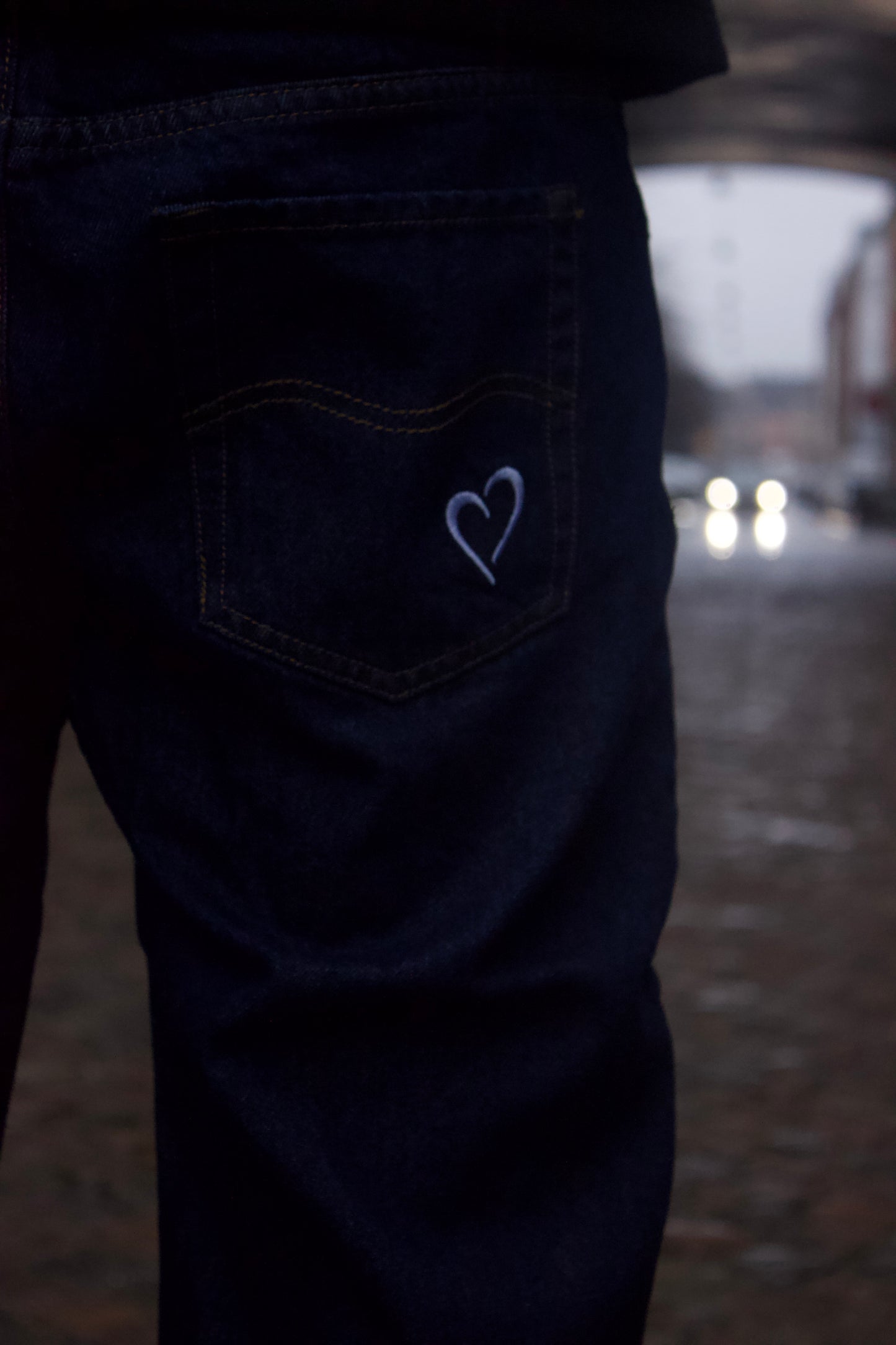 Dark Blue Denim Jeans with Logo