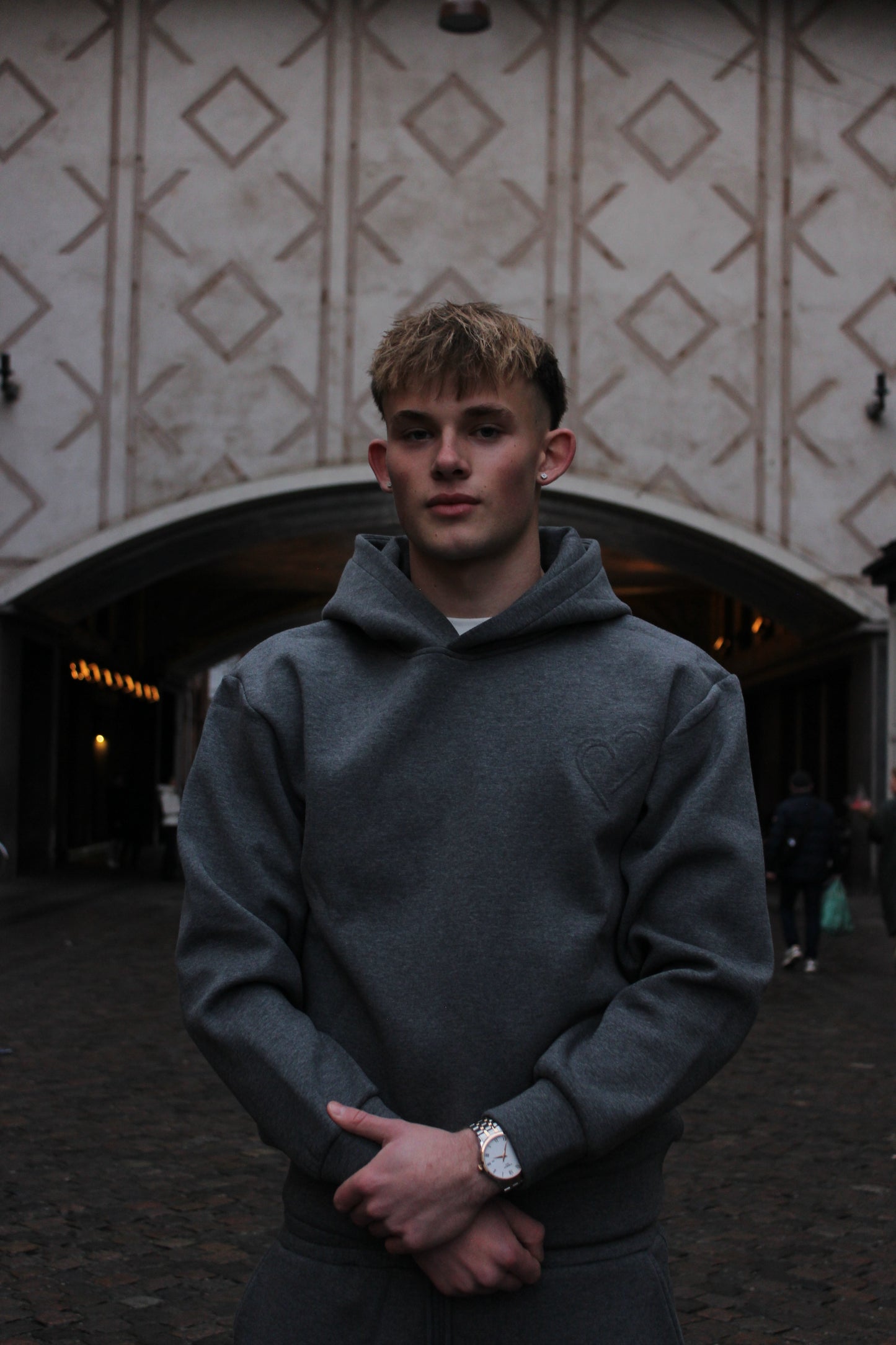 Rocky Grey Cloud Hoodie with Embossed Logo