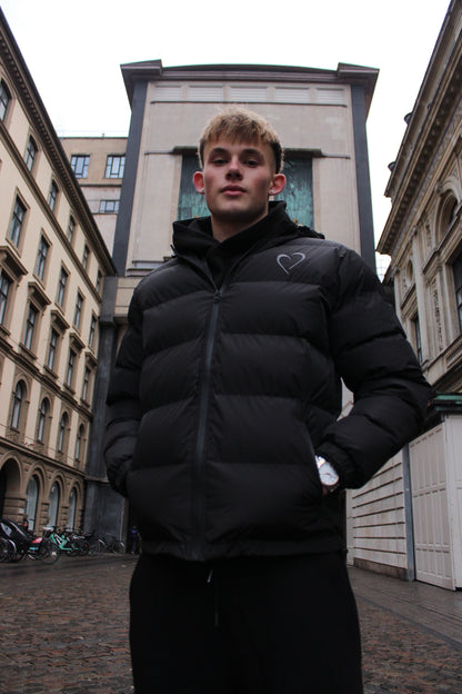 Black Spring Pufferjacket with Heart