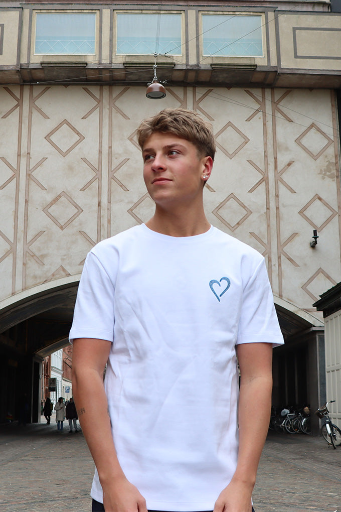 Slim Fit T Shirt with Heart - White